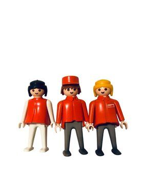 Vintage Playmobil 3434 Esso Gas Station Figures Set of 3 1974 Geobra Klicky Rare